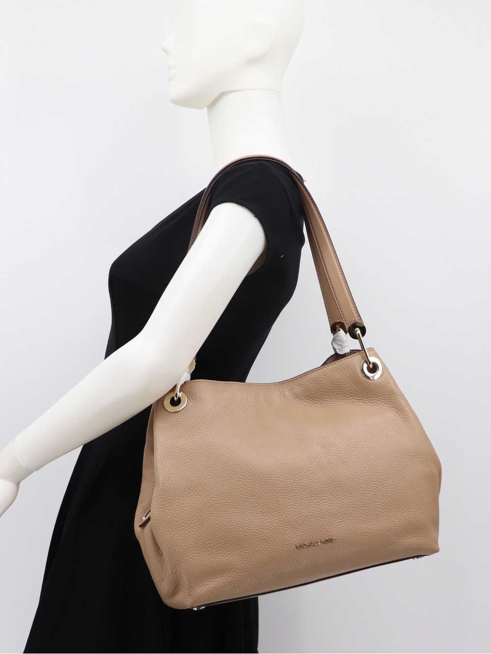 Brand New Michael t Raven Pebbled Leather Large Shoulder Bag Camel - Picture 3 of 16